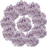 7.1''Light Purple Hydrangea Artificial Flowers,10Pcs Artificial Silk Hydrangea Heads,81 Petals Faux Flowers Heads with Stems for Home Wedding Baby Shower Decor(Light Purple)