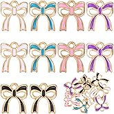 BEIQIYA 10pcs Bow Charms for Jewelry Making, Enamel Bow Charms Pendants, Alloy Bowknot Decoration Accessories for Necklaces Earrings Bracelets- 5 Colors