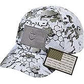 VisionTac Tactical Hat with Flag Patch Camo Military Army Hats Adjustable Trucker Baseball Cap Soft Top for Shooting
