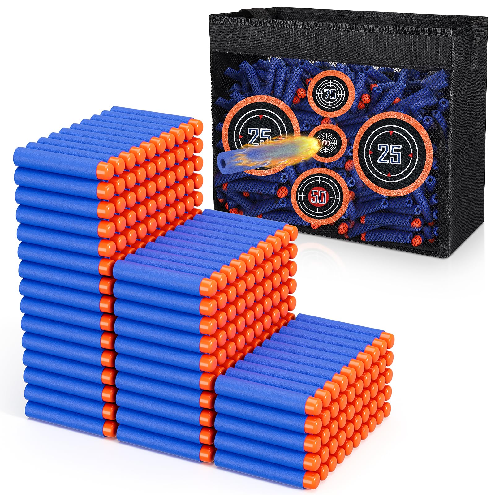 Photo 1 of Pokiiulk 300 Darts Fits for Nerf Elite Blasters, Compatible with Disruptor, Strongarm etc. Elite Blasters, with a Target Fits for Nerf Blasters, Blue, 0.4in