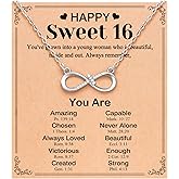 UNGENT THEM Happy 10th 11th 12th 13th 14th 16th 18th 21st Birthday Gifts, Love is Forever Infinity Cross Necklace Religious Presents for Women Her