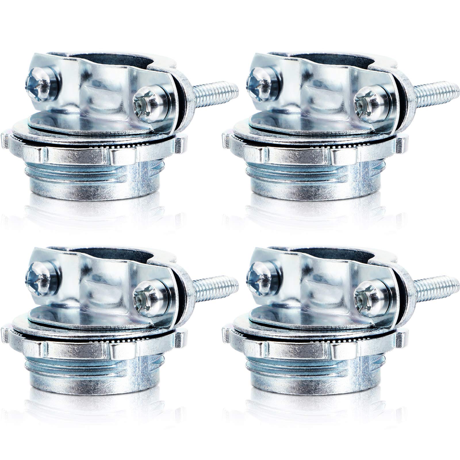 Photo 1 of 4 Pieces 3/4 Inch Clamp Type Cable Connector for Metallic Conduit Protect Cables Electric Wires Electrical Box Silver Zinc