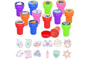 Cinrobiye 24Pcs Hanukkah Party Stampers for Boys Girls, Jewish Holiday Party Favors, Festival of Lights Goodie Bag Fillers, Classroom Rewards, Carnival Prizes, Pinata Stuffers for Chanukah Party Gifts