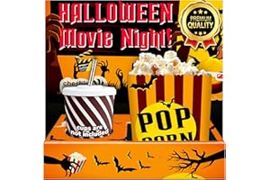 Cheshire Gifts Halloween Party Supplies For Movie Night 36pcs - Popcorn Bags 24ct & Movie Night Snack Trays 12ct - Halloween Party Decorations, Halloween Party Favors, Halloween Decor