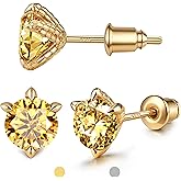 GEMQUEEN Moissanite Earrings Studs : 18K White Yellow Gold Plated 925 Sterling Silver Earrings Hypoallergenic Dragon Claw Stud for Women Men Yellow D Color VVS1 Clarity 2CT