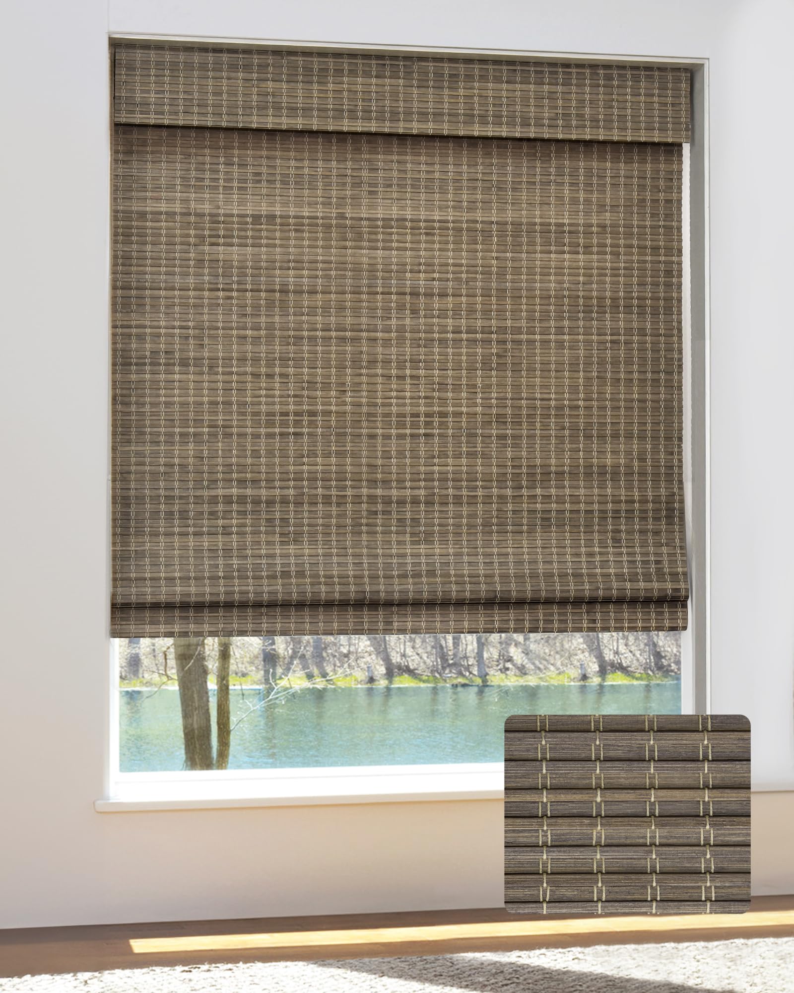 UNISHADES Cordless Bamboo Roman Shades for