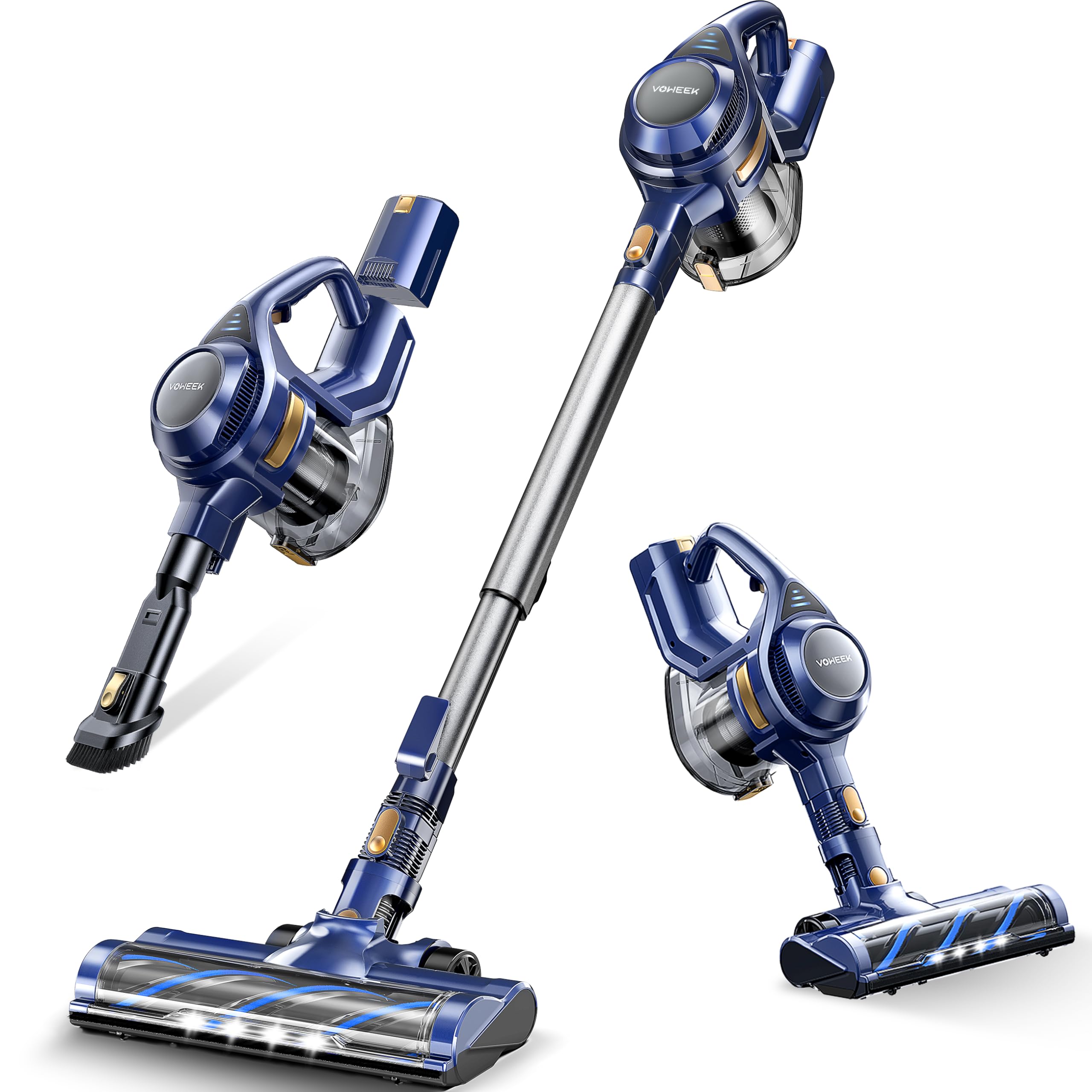 Voweek Cordless Vacuum Cleaner, Lightweight Stick Vacuum Cleaner with Powerful Suction, Detachable Battery, 1.3L Dust Cup, 4 in 1 Handheld Vacuum for Home Hard Floor Carpet Pet Hair