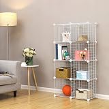 SONGMICS 9 Cube Wire Grid Storage Rack White Metal Mesh Shelving Unit LPI115W view 2