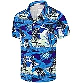 Men's Hawaiian Floral Shirts Printed Button Down Tropical Holiday Beach Shirts for Men