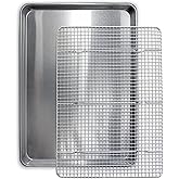 Commercial Quality Cookie Sheet Pan - 2 Pack Aluminum Half Sheet Baking Pan by Saffron & Sage Home Living - This 18x13 Baking Sheet Set is Rust & Warp Resistant, Heavy Duty, of Thick Gauge