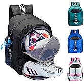 Moonlike Youth Soccer Bag, Soccer Backpack for Football Volleyball Basketball, Backpack with Ball Compartment and Ball Holder