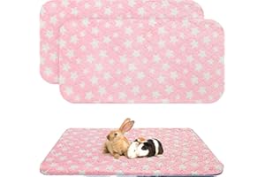 Homimp 2 Pack Guinea Pig Bed, Waterproof Reusable Small Animal Bed,Super Absorbent Pee Pad Mat for Rabbit Bunny Hamster Rat Hedgehog Chinchilla,Washable Fleece Cage Liners, Pink 24"x47"