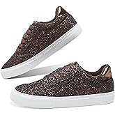Jeekopeg Glitter Sparkly Fashion Sneakers Shoes Shiny Casual Shoes Bling Sequin Concert Low Cut Lace up Shoes