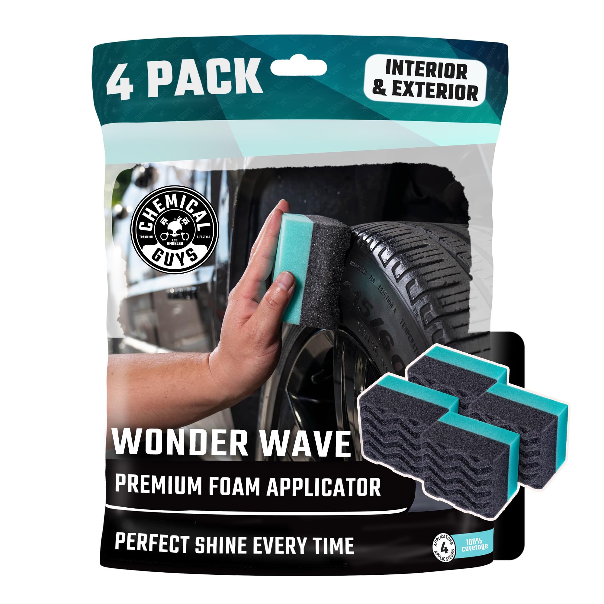 Chemical Guys, Wonder Wave Durafoam Large Tire Shine Applicator, 4 Pack