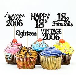 Gyufise 30Pcs Vintage 2006 Cupcake Toppers Glitter