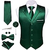 Barry.Wang Mens Formal Suit Vest Tie Bowtie Set 8PC Lapel Collar Casual Slim Fit Waistcoat Wedding Party Tuxedo