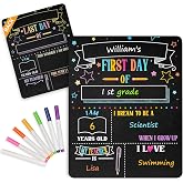 4 THOUGHT 11"x14" Double-Sided First &amp; Last Day of School Chalkboard Sign | Back to School Sign, Reusable Chalk Board, For Kids Kindergarten Preschool, Photo Prop, Includes 7 Markers