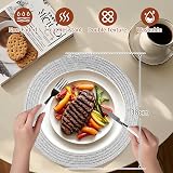 HEYOMART Round Placemats Set of 6 38cm Silver Woven Placemats Christmas view 6