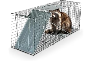 HUMANEWAY Humane Way Sentinel 32 Inch Live Animal Trap - No Assembly Required - Safe Medium Traps for All Animals - Raccoons, Cats, Groundhogs, Opossums - 32" L x 10.5" W x 12.5" H
