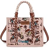 Montana West Wrangler Tote Bag Western Satchel Bags for Women with Braided Rope Handles