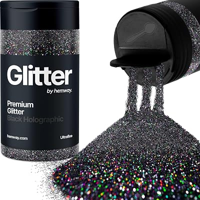 Hemway Holographic Black Glitter Shaker 130g Ultrafine 1/128" Flake