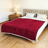 LUXIAN Electric Heated Blanket Twin Size 62"x84" - Microplush & Sherpa Fabric Dual-Sided, 9 Heat Settings & 1-10 Hours Auto Off, Cozy Warming Throw for Home, Office, or Bed, Machine Washable，Wine Red