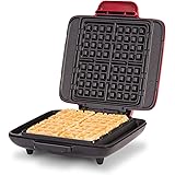 Dash DNMWM455RD Deluxe No-Drip Belgian Iron 1200W Maker Machine For Waffles, Hash Browns, or Any Breakfast, Lunch, & Snacks w