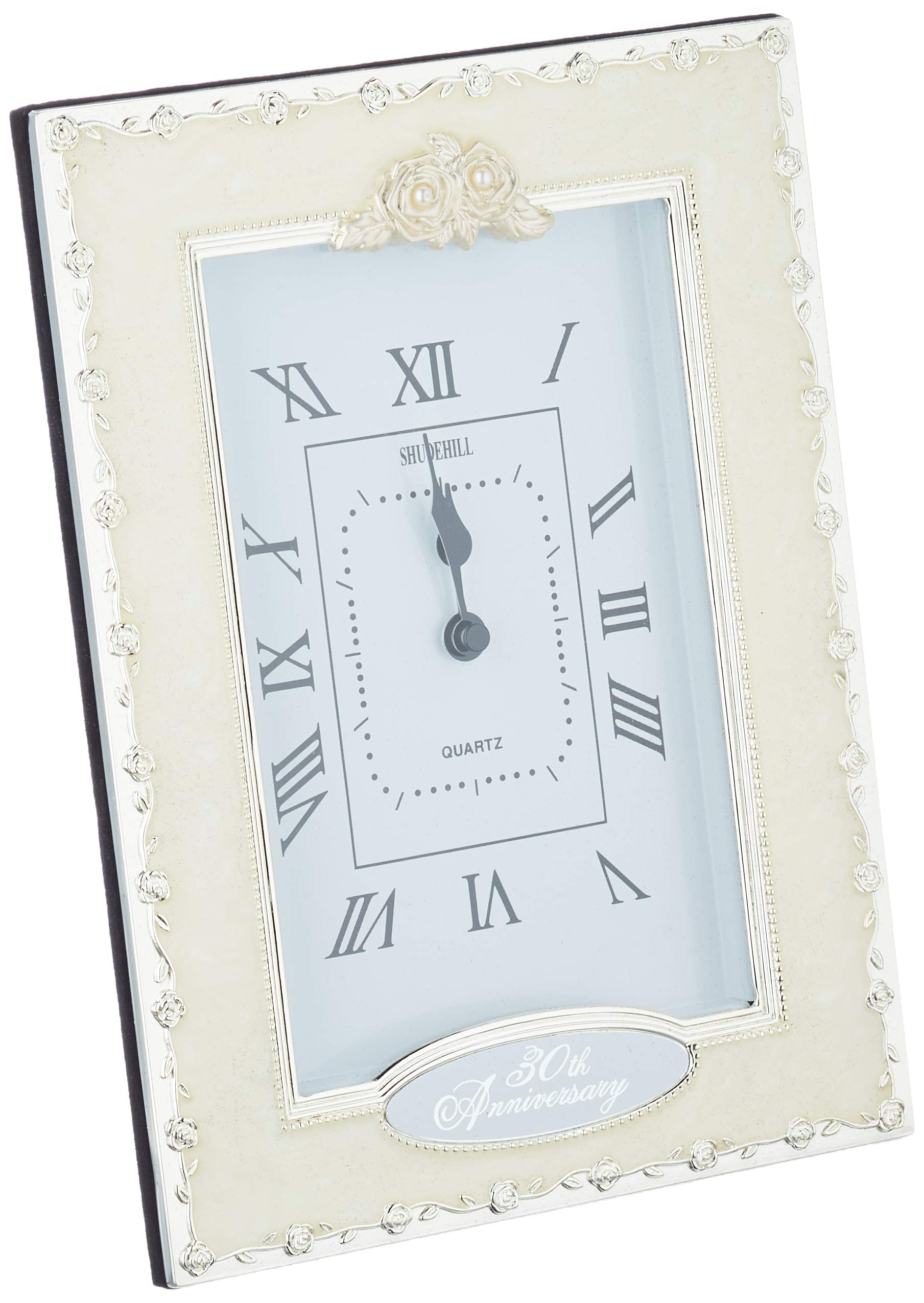 Shudehill 30th Anniversary Pearl Wedding Celebration Quartz Table Clock, 19.5cm x 14.5cm,37230