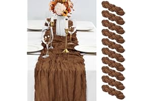 ABKLESACH 10 Pack Brown Table Runner 10Ft Cheesecloth Table Runner Boho Gauze Cheese Cloth Table Runners Romantic Long Sheer Fabric Table Runners for Wedding Party Bridal Shower