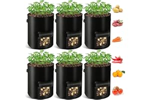 Remiawy Potato Grow Bags, 10 Gallon 6 Pack Potato Bags for Growing Potatoes with Flap Harvest Window and Handle, Potato Plant