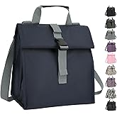 GYEUKHAM Insulated Lunch Bag for Men/Women,Roll top Reusable Lunch Box with Adjustable Shoulder Strap,Thermal Lunch Cooler Tote Container for Adults Work Office Picnic,Cyan