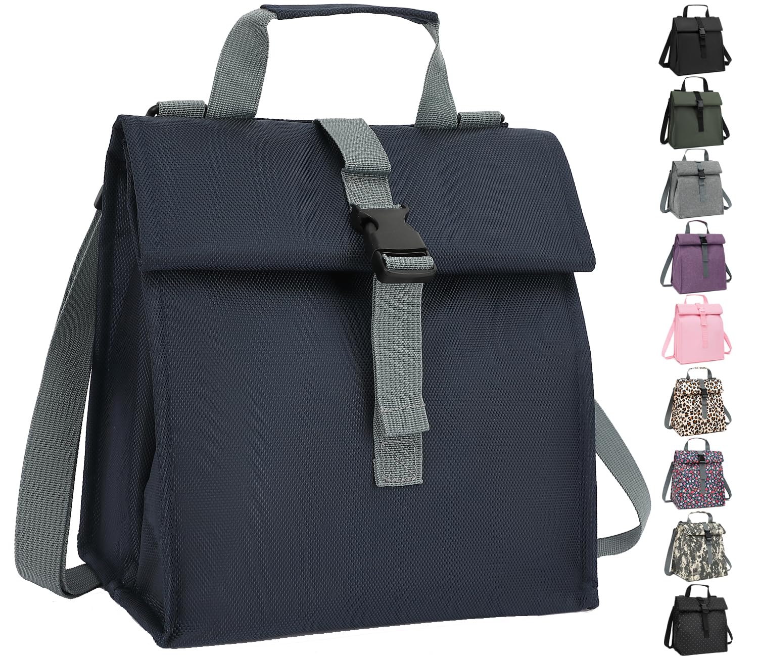 Photo 1 of GYEUKHAM Insulated Lunch Bag for Men/Women,Roll top Reusable Lunch Box with Adjustable Shoulder Strap,Thermal Lunch Cooler Tote Container for Adults Work Office Picnic,Cyan