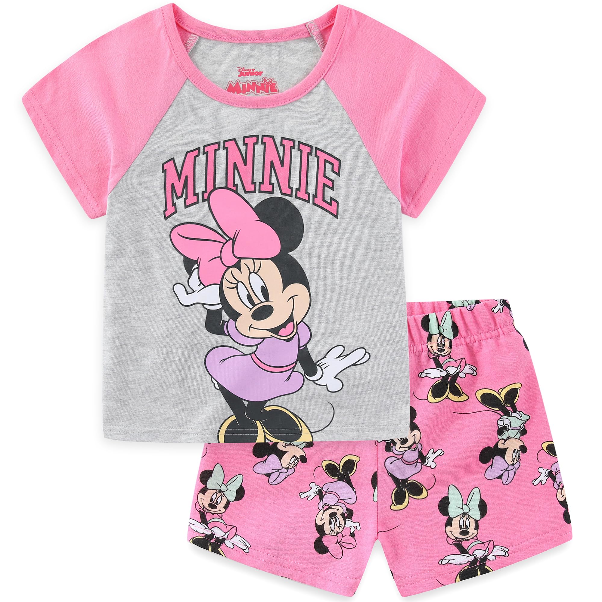 Photo 1 of **MINOR DAMAGE - USED**
Disney Princess Frozen Minnie Mouse Girls Short Sleeve T-Shirt and French Terry Shorts Set for Toddlers to Big Kids