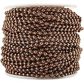 CleverDelights 2.4mm (3/32") Ball Chain - Antique Copper Color - 30 Feet - Bulk Spool