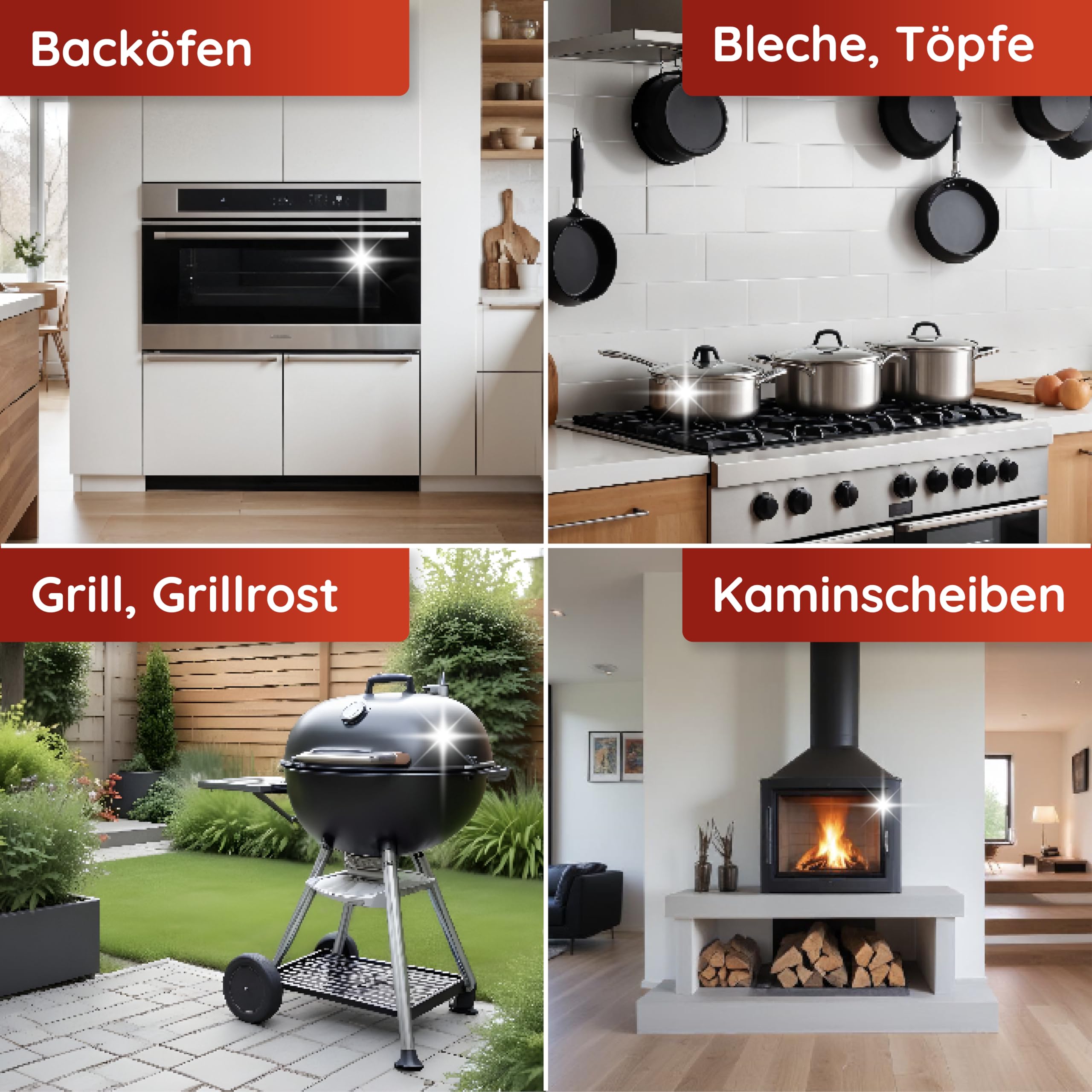 hauszauber - Backofenreiniger [EXTRA STARK] 1000 ml Grillreiniger Gelpaste - Löst starke Verkrustungen, Eingebranntes, Fettlöser - Ohne Aufheizen, Gerüche oder Schrubben 4