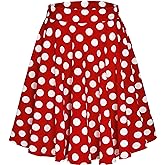 Urban CoCo Women's Basic Midi Skirt Versatile Stretchy Flared Casual High Waisted Skirt