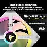 Corsair iCUE LINK QX120 RGB 120mm Magnetic Dome Fans Triple Starter Kit White view 6