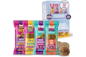 Amino Balls High Protein Balls, Variety Pack | 12pcs (1 Box) | Gluten Free, Plant Based Vegan Protein Snacks | Perfect for On