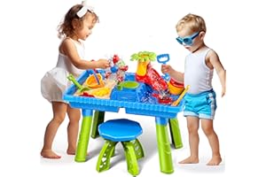 Doloowee Sand Water Table for Toddlers, Outdoor Activity Play Table with Sand Beach Toy, Kids Garden Beach Play Table Summer Toys for Boys Girls Age 3-5