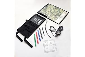 Coopers Bay Compass Navigation Kit - Advanced Package - Includes Lensatic Military Style Compass, Multifunction Case, Ranger Beads, Protractor, and Markers - Everthing Needed to Get Started