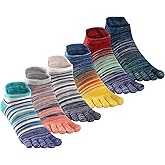 TikMox Crew Toe Sock, Cotton Ankle Sock & Stocking, Arch Support, Running Five-Toe Design(3&6pairs)