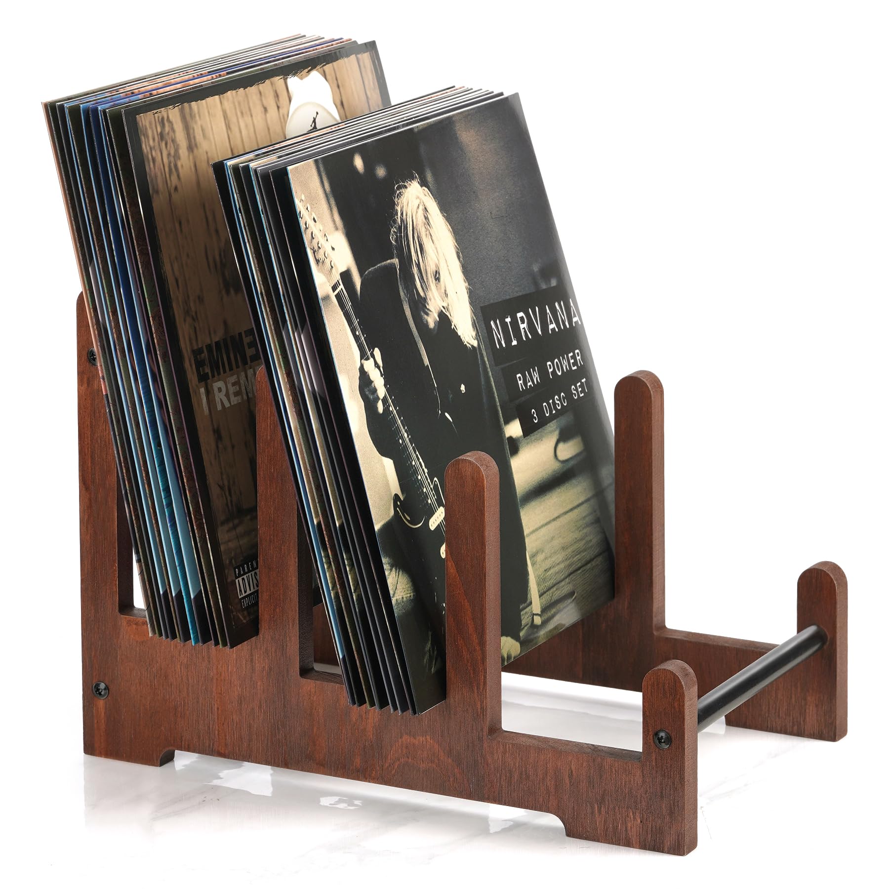 Photo 1 of QILICHZ Records Holder,3-Tier Vinyl Record Storage,60LP's Vinyl Record Holder Stand,Wood Album Storage for Vinyls Records Album Book Magazine File