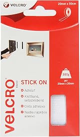 VELCRO Brand Stick On Tape Cut-to-Length 20mm x 50cm White