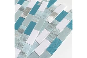 BeNice Peel and Stick Backsplash for Kitchen Mosaic Bathroom Marble Shower Tile Stickers Waterproof(10sheets,Blue)