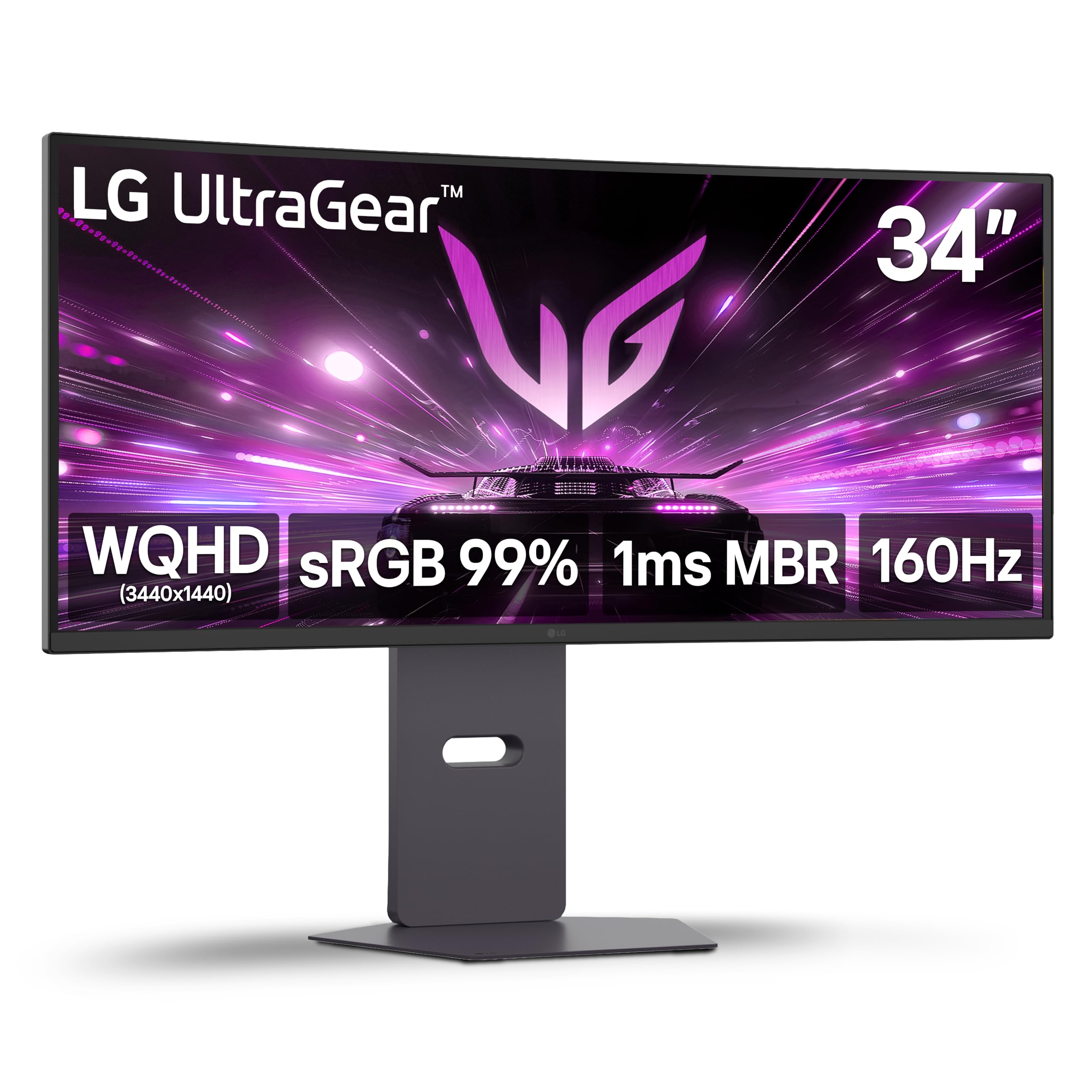 LG 34G600A-B 34-inch Ultragear WQHD (3440 x 1440) Curved Gaming Monitor 160Hz, AMD FreeSync Premium, HDR10, Built-in Speaker, Reader Mode, HDMI 2.1, DisplayPort, Tilt/Height/Swivel Stand, Black Image