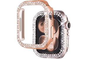 NewWays 2-Pack Bling Compatible for Apple Watch Cases 40mm SE 2022 Series 6 5 4, Protective Bumper for iWatch SE Series 4/5/6 (40mm, Rose Gold/Clear)