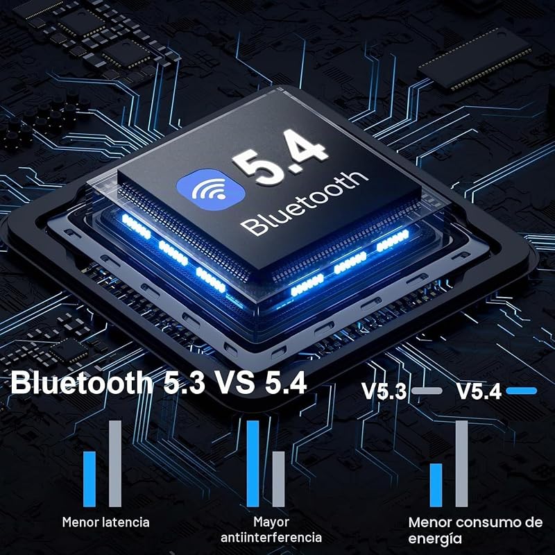 Auriculares Inalámbricos Bluetooth 5.4, Cascos Inalambricos Sonido HiFi Estéreo, Cancelación de Ruido ENC en Llamada, 48h Reproducción, IP7 Impermeable/Pantalla LED Digital/Carga Rápida USB Tipo-C — foto 2 de 7
