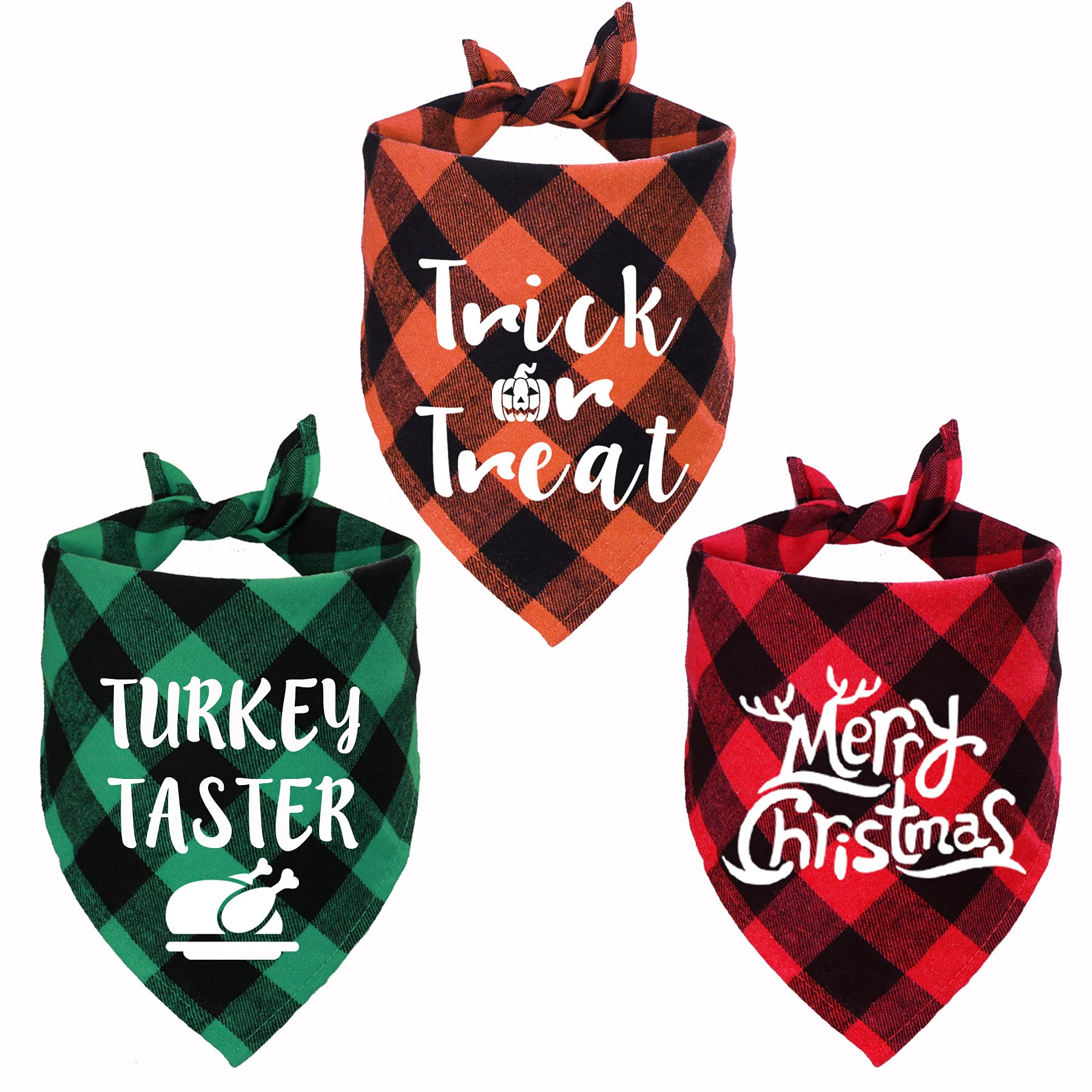 STMK Holiday Plaid Dog Bandanas, Halloween Thanksgiving Day Christmas Dogs Bandana for Halloween Thanksgiving Day Christmas Dog Puppy Costume Decorations