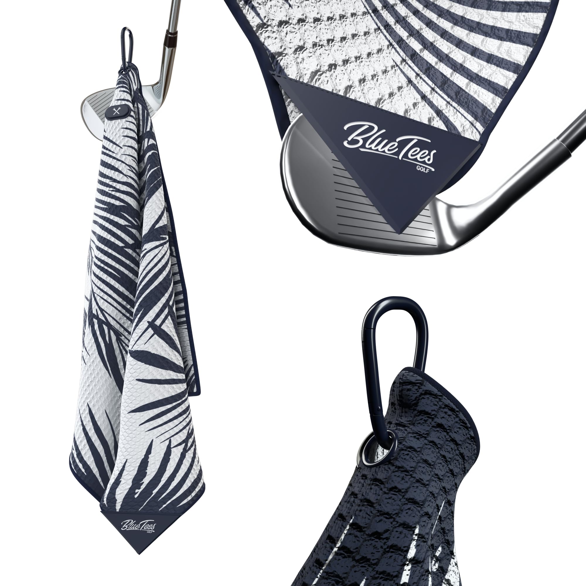 Blue Tees Golf - 4 in 1 Magnetic Caddy Towel - Navy Palm