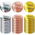 30 Pcs Happy Birthday Acrylic Cupcake Toppers - Personalized Mirror Cake Disc Topper - Engraved Mini Charm Name Custom Decorations for Decor (Round)